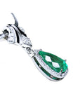 Natural Colombian emerald necklace pear cut emerald medium green hue 6.01 carats encircle by a halo of natural diamonds