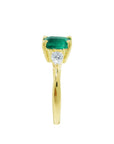 Genuine GIA-Certified Ladies' 14K Gold Emerald Ring featuring a Colombian emerald graded F1 in a rich, medium-deep green hue.