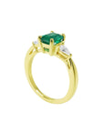 Muzo Mine Emerald GIA Certified Ladies Ring 14K Gold. This women’s ring showcases a Colombian emerald, graded F1, in a rich, medium-deep green hue.
