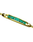 Gold bracelet with five natural colombian emeralds high quality crafted in 14l yellow gold.