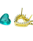 Handmade emerald necklaces for sale in USA tilted heart shaped halo natural diamond in 18k yellow