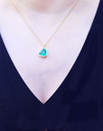 Genuine emerald necklaces for women tilted heart shaped halo natural diamond handcrafted in 18k yellow