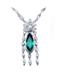 Natural emerald 2,12 carats women's necklace from the Muzo mine Colombia, marquise's gold links in 14k white gold with diamond