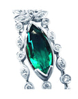Natural Colombian emerald marquise necklace with diamonds for women