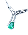 Colombian Emerald necklaces natural pear cut sparkling medium green color 1.73 carats with accent diamonds