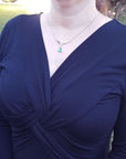 USA made Emerald necklace for women natural pear cut sparkling medium green color 1.73 carats with accent diamonds