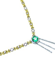 Kisses and hugs Emerald necklace with the meaning of love and hope, natural Muzo Colombian emerald, square cut