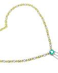 Colombian Emerald necklace for her with the meaning of love and hope, set in 14k white and yellow gold
