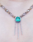 Real Emerald necklaces for women the meaning of the natural Muzo Colombian emerald, set in 14k white and yellow gold