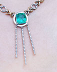 Muzo Colombia Emerald necklaces love and hope, the meaning of the natural emeralds, square cut, set in 14k white and yellow gold
