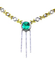 Women's emerald necklace with the meaning of love and hope, natural Muzo Colombian emerald, set in 14k white and yellow gold