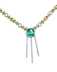14k gold Emerald necklace with the meaning of love and hope, of the natural Muzo Colombian emerald, square cut
