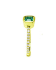 14K yellow gold emerald ring with a bezel-set emerald and accent diamonds on the band.
