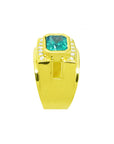 2.13 Carats Men's Colombian Emerald and Diamond Ring Crafted in 18K Yellow Gold