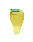 1.97 Carats Natural Colombian Emerald Ring for Men 18K Yellow Gold