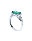 1.21 ct emerald-cut emerald ring with natural diamonds set in 14K white gold.