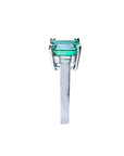 A clean side profile perspective of this natural emerald ring crafted in 14K white gold.