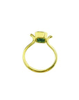 0.81 ct. emerald solitaire ring in 14K yellow gold with a bezel setting.