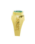 3.16 Carats Men's Solitaire Ring Bezel Set Colombian Emerald 14K Yellow Gold