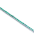 Natural Colombian Emeralds Tennis Bracelet 5.00 Carats Round cut in 14K White Gold
