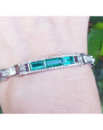 2.95 ct. Bracelet Colombian Emeralds Princess cut Diamonds 3.28 ct.