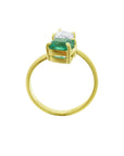 GIA Certified Toi et Moi natural Emerald and Diamond Ring 18k Gold.