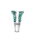 14k white gold ring enhancer with 22 round cut Colombian emeralds, designed to insert a solitaire ring.