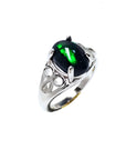 Sterling silver ring with a 2.15 ct oval black Ethiopian opal showing green-blue play of color.