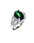Sterling silver ring with a 2.15 ct oval black Ethiopian opal showing green-blue play of color.