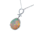 7.76 ct. Ethiopian Welo opal and diamond pendant in 14K white gold.