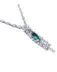 Natural Colombian Emerald marquise Necklace 2.12 ct. with diamonds crafted in 14K White Gold.
