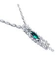 Natural Colombian Emerald marquise Necklace 2.12 ct. with diamonds crafted in 14K White Gold.