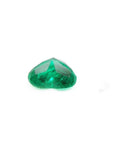 1.14 carat heart-cut Colombian emerald gemstone, rich bluish-green color, on a white background.