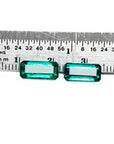 Loose natural emeralds matching pair set fine quality, front side tables and crown visibles with ruler sizer