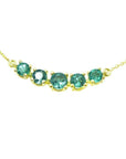 Green Fire Emerald Necklace 1.27 ct. Sparkling Round cut 14K Yellow Gold