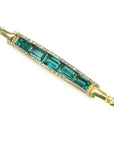 14k Gold bracelet with five natural colombian emeralds and diamonds for women.
