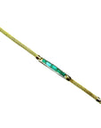 14K gold bracelet with five vibrant bluish-green emeralds and diamonds.
