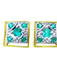 Cufflinks Men's Genuine emerald jewelry five stone high quality natural sourced from Muzo Colombian mines clip system