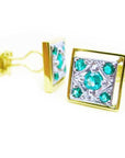 Colombian emerald cufflinks for sale five stone high quality natural sourced from Muzo Colombian mines clip system