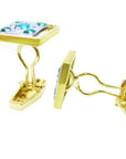 Real Colombian emerald cufflinks for man five stone high quality natural sourced from Muzo mines clip system
