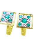 Deep green Colombian emerald cufflinks five stone high quality natural sourced from Muzo Colombian mines clip system