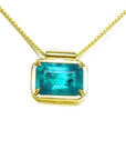 Emerald jewelry necklace solitaire east west orientation emerald-cut rectangular natural