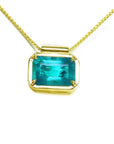 Emerald jewelry necklace solitaire east west orientation emerald-cut rectangular natural