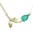Natural Colombian emerald necklace 1.66 carats sourced from Muzo mines; design handcrafted in 14k yellow gold