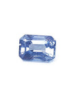 Genuine loose sapphire medium light blue emerald-cut, front side position table and crown visibles