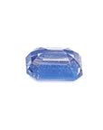 Genuine loose sapphire medium light blue emerald-cut,upside down exposing pavilion