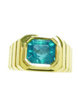 Colombian emerald GIA certified F1 from the Muzo mines set in a 18k yellow gold ring for men.