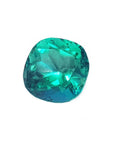 Cushion cut loose natural Colombian emerald GIA certified, front left table and crown view