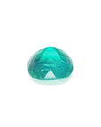 GIA-certified 5.21 carat cushion-cut natural Colombian emerald with a vibrant bluish-green hue.