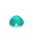 GIA-certified 5.21 carat cushion-cut natural Colombian emerald with a vibrant bluish-green hue.
